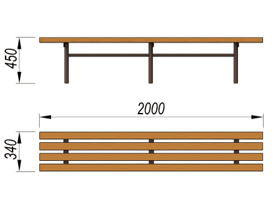 Двухметровая лавочка без спинки 2 м МАФ 1602 в Петрозаводске