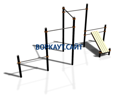 Воркаут комплекс разноуровневых турников со скамьей для пресса ВС-37 в Петрозаводске