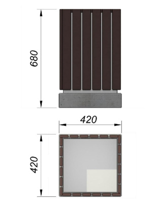 Урна деревянная квадратная с бетонным основанием МАФ 1633 в Петрозаводске