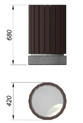 Урна деревянная круглая с бетонным основанием МАФ 1632 в Петрозаводске