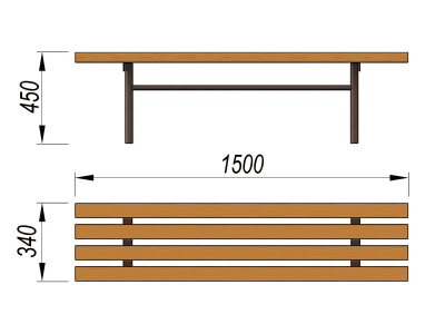 Лавочка без спинки МАФ 1601 в Петрозаводске