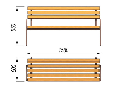 Парковая лавочка со спинкой МАФ 1605 в Петрозаводске