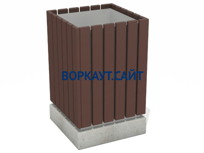 Урна деревянная квадратная с бетонным основанием МАФ 1633 в Петрозаводске